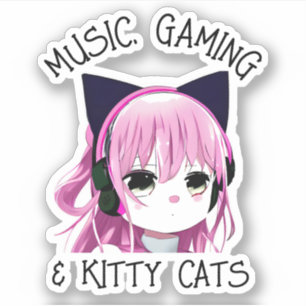 音楽・ゲーム・キティ・キャット・アニメ・ガール シール
