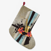 音楽、サクソフォーン ラージクリスマスストッキング (正面 (吊り時))