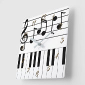 音楽 スクエア壁時計 (傾斜)