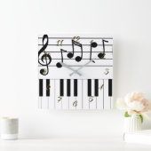 音楽 スクエア壁時計 (ホーム)