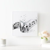 音楽 スクエア壁時計 (ホーム)