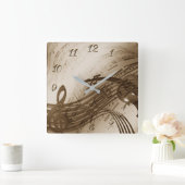 音楽 スクエア壁時計 (ホーム)