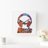 音楽 スクエア壁時計 (ホーム)