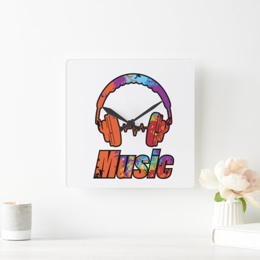 音楽 スクエア壁時計 (ホーム)