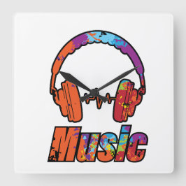 音楽 スクエア壁時計