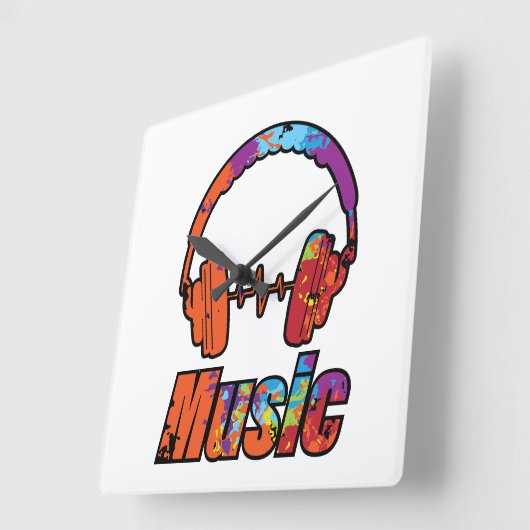 音楽 スクエア壁時計 (傾斜)