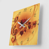音楽 スクエア壁時計 (傾斜)