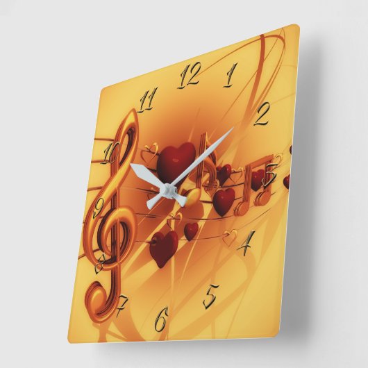 音楽 スクエア壁時計 (傾斜)