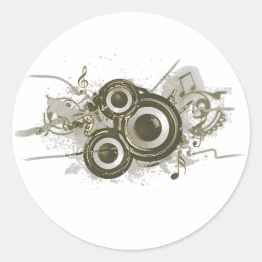 音楽 – スピーカーの渦巻き ラウンドシール (正面)