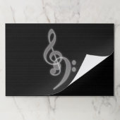 音楽 – トレーブルベースクレフ、 音符記号ティアウェイプレイスマット ペーパーパッド (折り畳み)