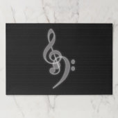 音楽 – トレーブルベースクレフ、 音符記号ティアウェイプレイスマット ペーパーパッド (正面)