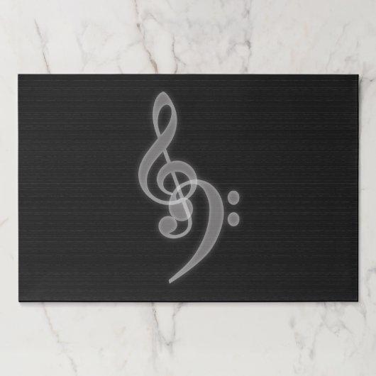 音楽 – トレーブルベースクレフ、 音符記号ティアウェイプレイスマット ペーパーパッド (正面)