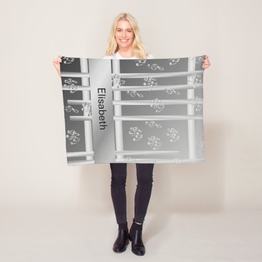 音楽，ノート，クレフ、 音符記号，バンド，シンボル，光沢， エレガントf フリースブランケット (インサイチュ)