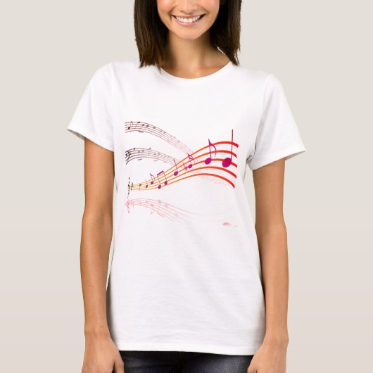 音楽、ノート、クレフ、 音符記号 Tシャツ (正面)