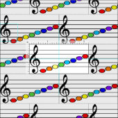 音楽、ノート、レインボー数々のカラー。陽気で可愛い ファブリック (タイル)