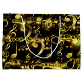 音楽，ノート，楽譜，金ゴールド，バナー，テンプレート, ラージペーパーバッグ (裏面)