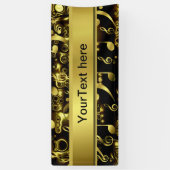 音楽，ノート，楽譜，金ゴールド，バナー，テンプレート, 横断幕 (縦)