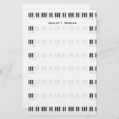 音楽：ピアノのキーボードパターン 便箋 (正面/裏面)