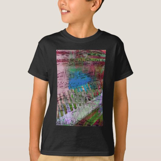 音楽、ピアノ装飾(6) Tシャツ (正面)