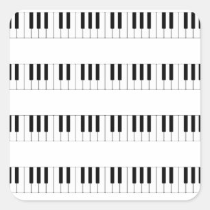 音楽: ピアノ鍵盤パターン スクエアシール