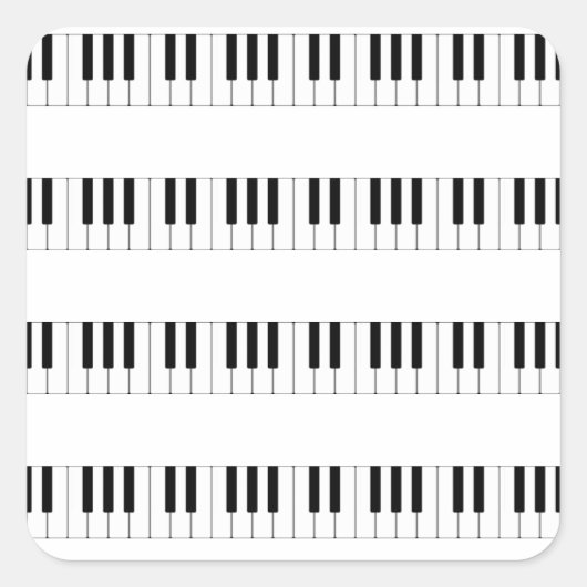 音楽: ピアノ鍵盤パターン スクエアシール (正面)