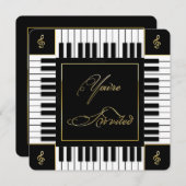 音楽（ピアノ鍵盤）招待状 招待状 (正面/裏面)