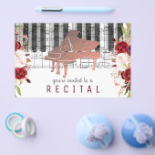 音楽 ピアノ マルサラ 水彩 花 チラシ (シングル)