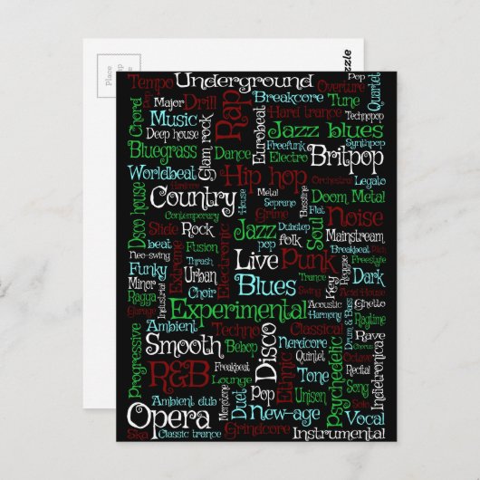 音楽 ポストカード (正面/裏面)