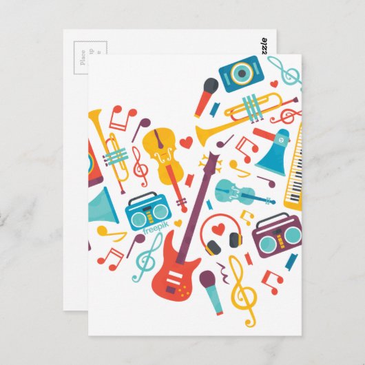 音楽 ポストカード (正面/裏面)