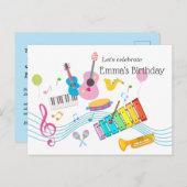 音楽，ミュージカル楽器のドラム歌唱 インビテーションポストカード (正面/裏面)