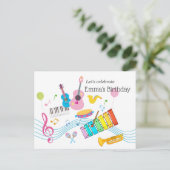 音楽，ミュージカル楽器のドラム歌唱 インビテーションポストカード (スタンド正面)