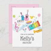 音楽，ミュージカル楽器のドラム歌唱 インビテーションポストカード (正面/裏面)