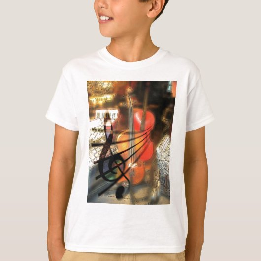 音楽 弦楽器 バイオリン 運命 デジタル Tシャツ (正面)