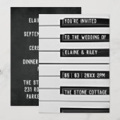 音楽＝愛 ピアノの鍵 結婚式招待状 招待状 (正面/裏面)