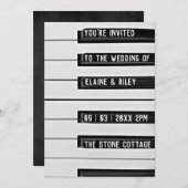 音楽=愛 ピアノ 鍵 結婚式招待状 招待状 (正面/裏面)