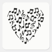 音楽 愛 音符 ハートの音符 スクエアシール (正面)
