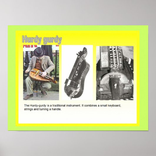 音楽、楽器、「Hurdy Gurdy」プレイヤー ポスター (正面)