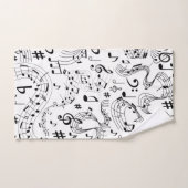 音楽、楽譜、白黒 バスタオルセット (ハンドタオル)