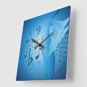 音楽（青） スクエア壁時計 (傾斜)