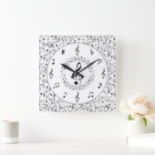 音楽、音楽ノート スクエア壁時計 (ホーム)