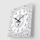 音楽、音楽ノート スクエア壁時計 (傾斜)