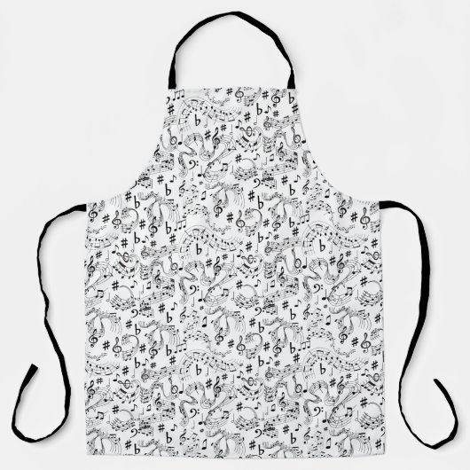 音楽、音符 エプロン (正面)