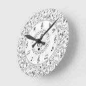 音楽、音符 ラウンド壁時計 (傾斜)