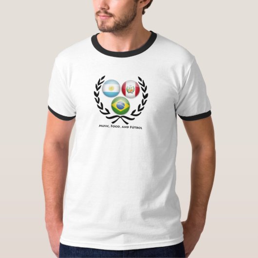 音楽、食糧およびFutbol V. 2 Tシャツ (正面)