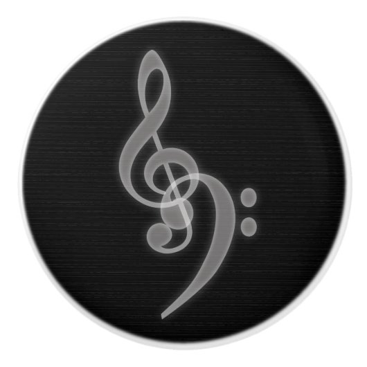 音楽 – 高音と低音のクレフ、 音符記号ノブ セラミックノブ (正面)