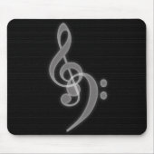 音楽 – 高音と低音のクレフ、 音符記号マウスパッド マウスパッド (正面)