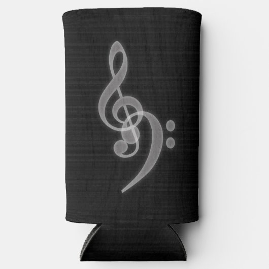 音楽 – 高音と低音クレフ、 音符記号スリムクーラーボックス スリム缶クーラー (正面)