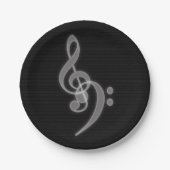 音楽 – 高音と低音クレフ、 音符記号ブラック紙プレート ペーパープレート (正面)