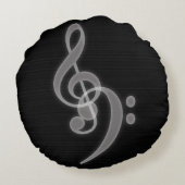 音楽 – Treble and Bassクレフ、 音符記号ラウンドピロー ラウンドクッション (裏面)