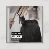 音楽CDケースアルバムカバーのヘアスタイリスト スクエア名刺 (正面)